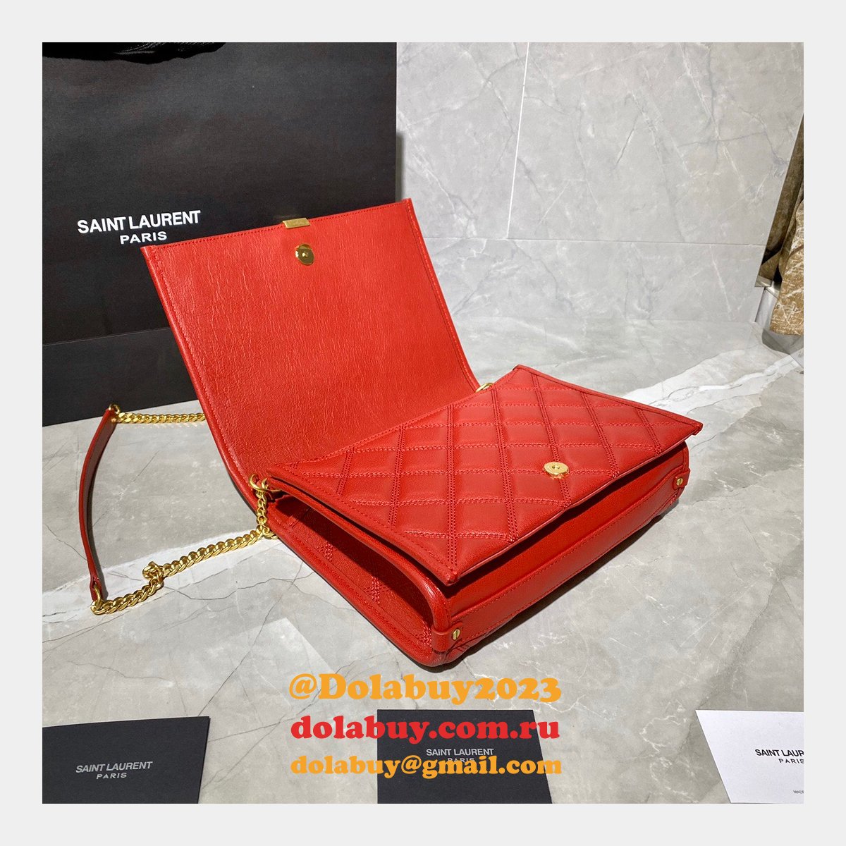 Replicas Saint Laurent Becky Large chain bag in quilted lambskin