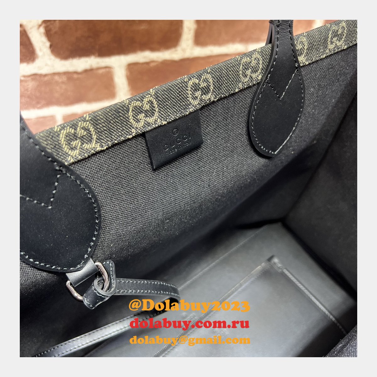 ophidia gg 772184 G*u*i designer knockoff tote black fabric bag