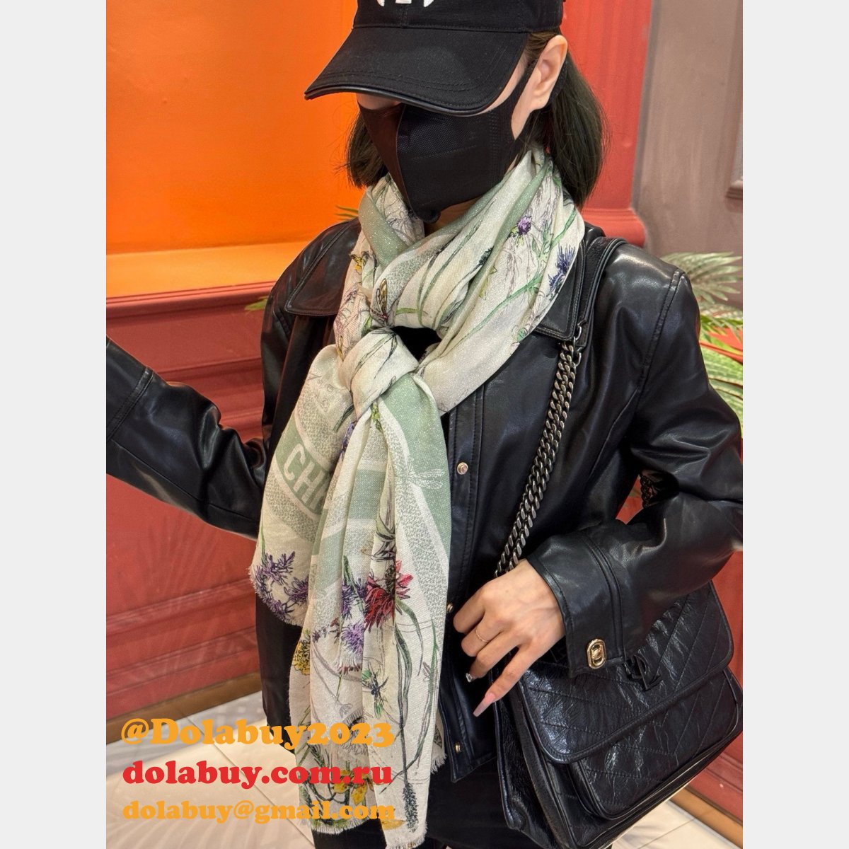 Luxury Dior Sun Goddess Silver Silk Scarf