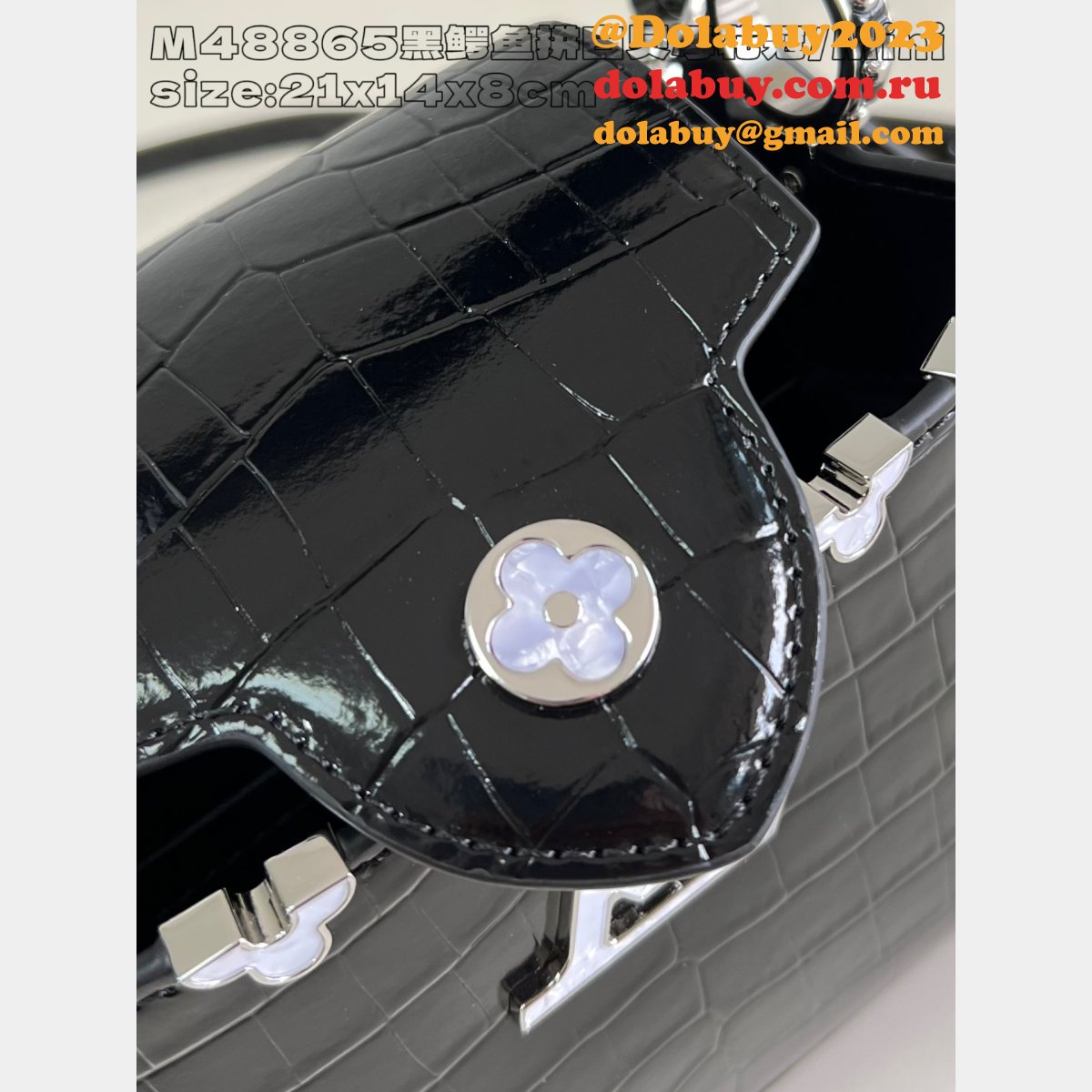 Louis Vuitton The Knockoff Capucines Designer M48865 Black Crocodile Bag