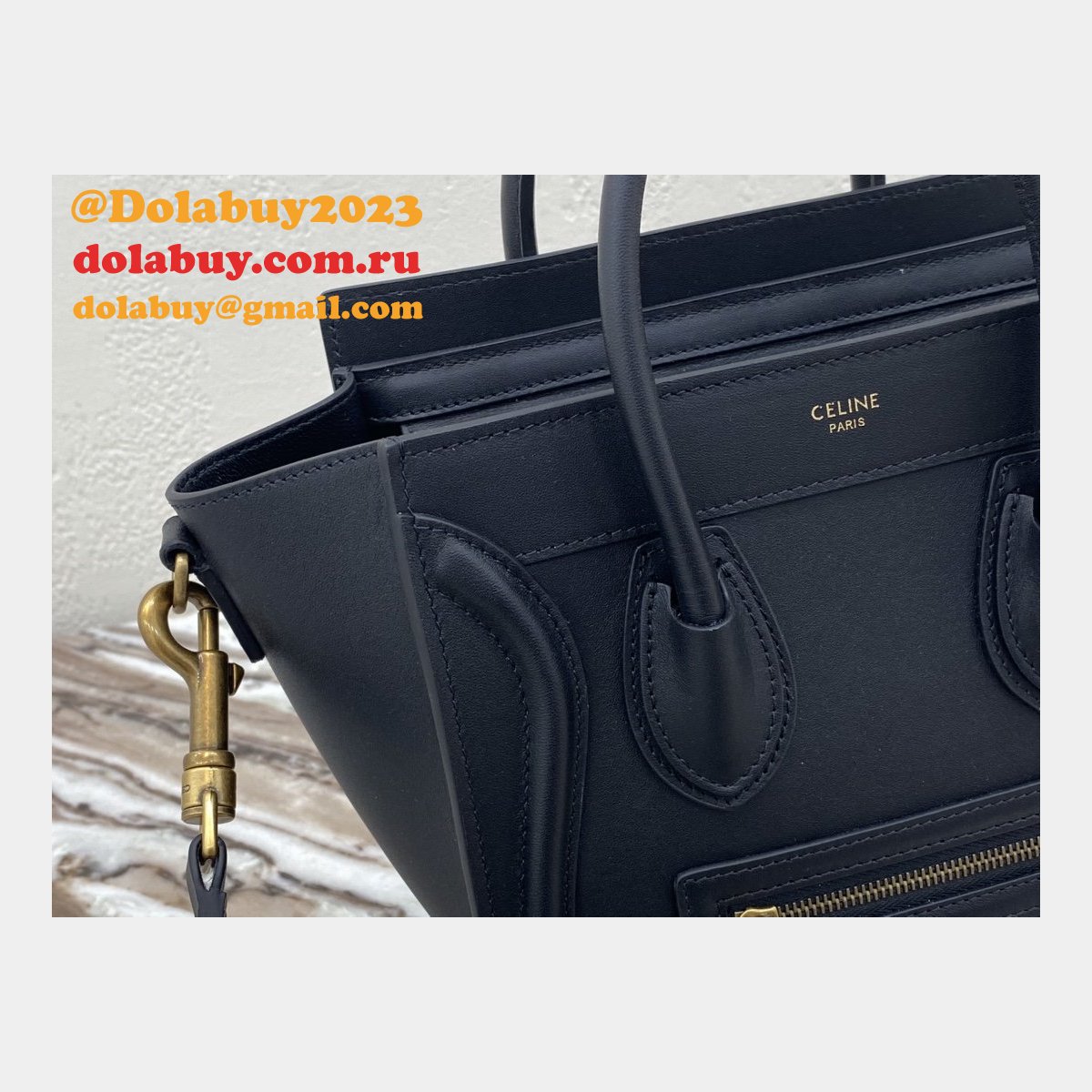 Celine Replica Navy blue Luggage plain calfskin portable