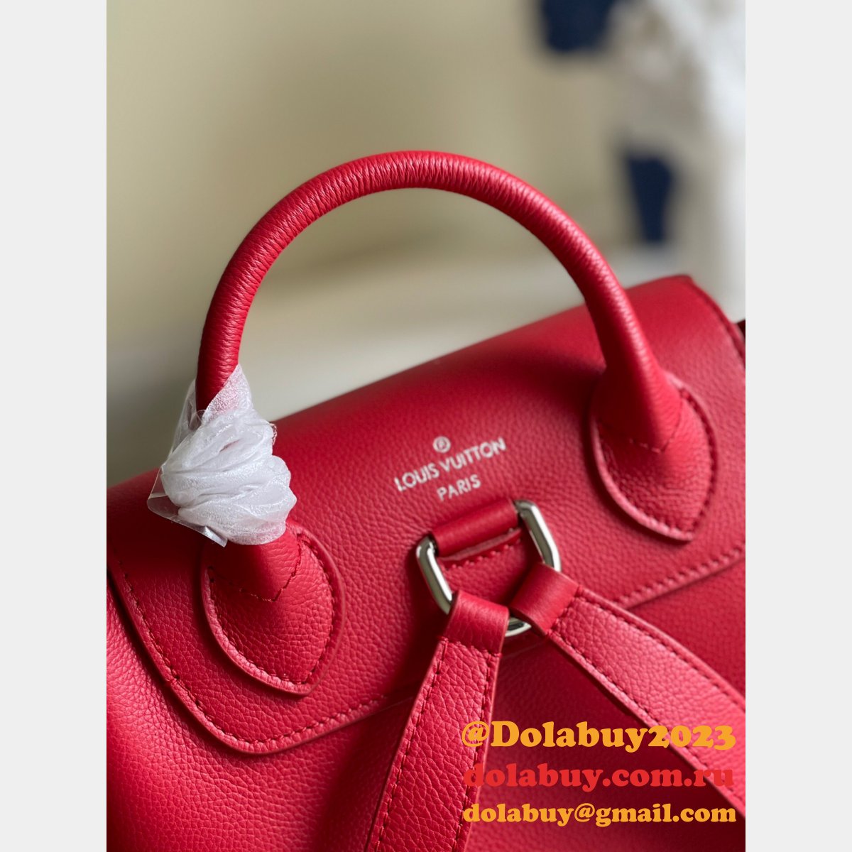 Louis Vuitton M41815 Backpack Lockme Leather NavyBlue/Black/Apricot/Red