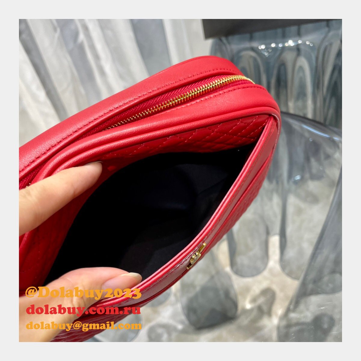 Replica YSL 64899 Red/White/Black Victoire camera bag High Quality