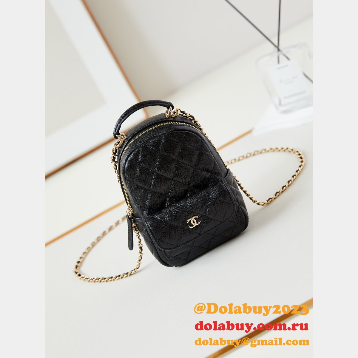 Fashion 24Cmini caviar leather women backpack AP3753