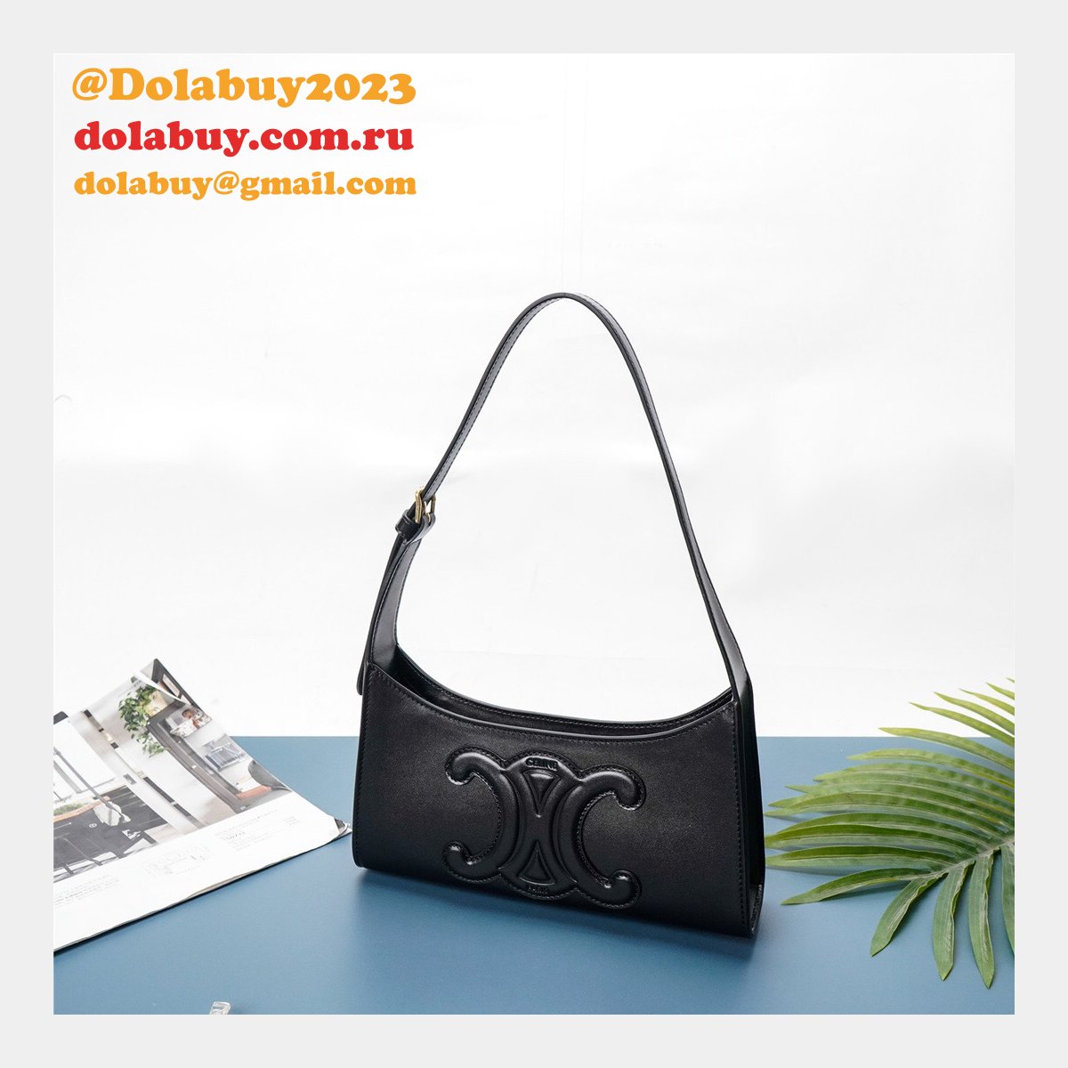 Shop Designer Celine Shoulder bag cuir triomphe 198153 smooth