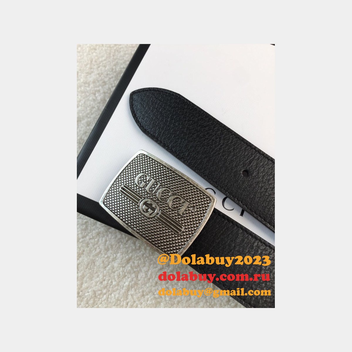 knockoff G*u*i leather belt 38mm black replica