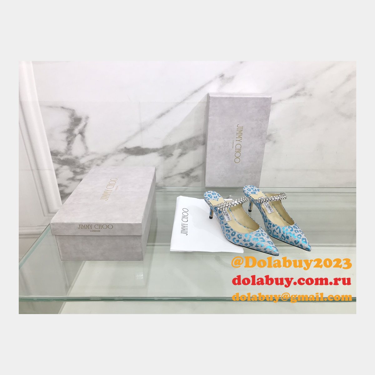 Animal Print Glitter Accents Mules Jimmy Choo Knockoff Shoes