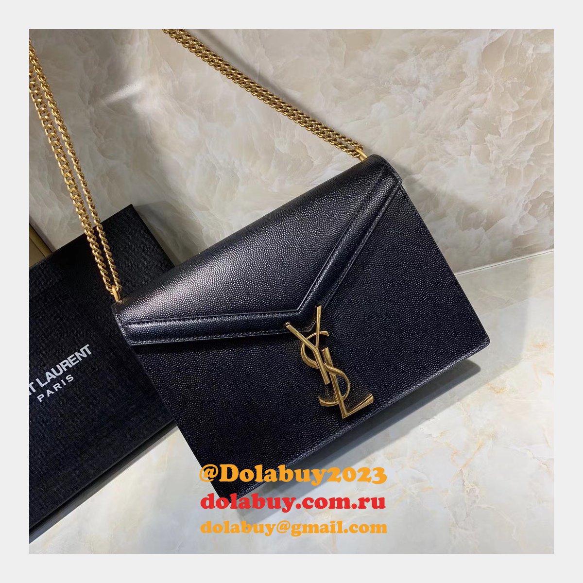YSL Replica New Cassandra 532750 Caviar Envelope Bag