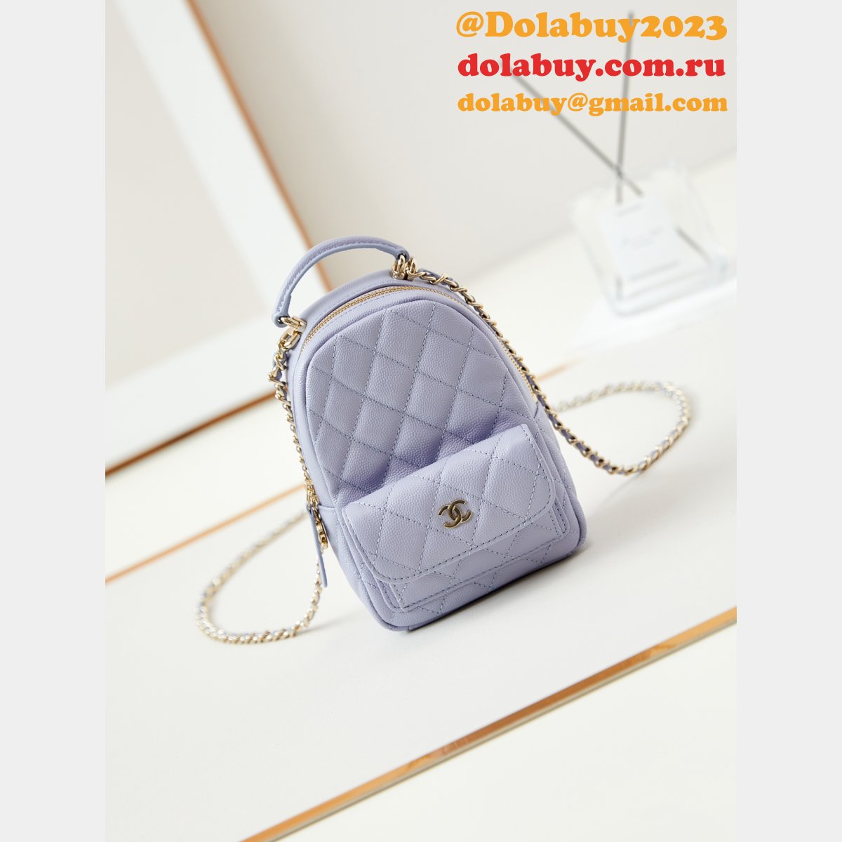 Fashion 24Cmini caviar leather women backpack AP3753