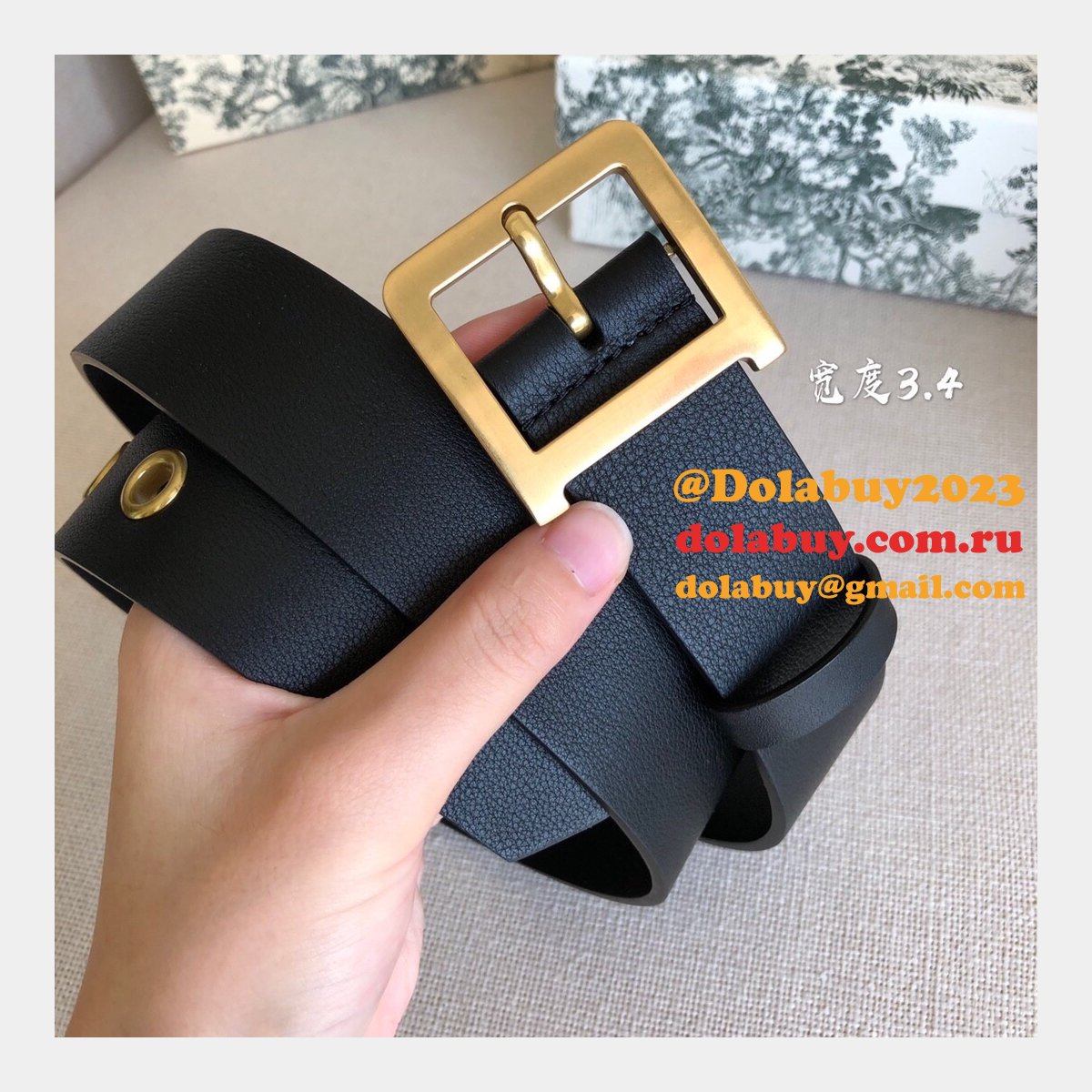 Christian Louboutin Replica 3.4cm Black Spiked Leather Belts