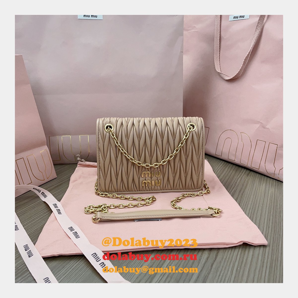 Copy High Quality 5BP065 Replica Miu Miu Matelasse Bags