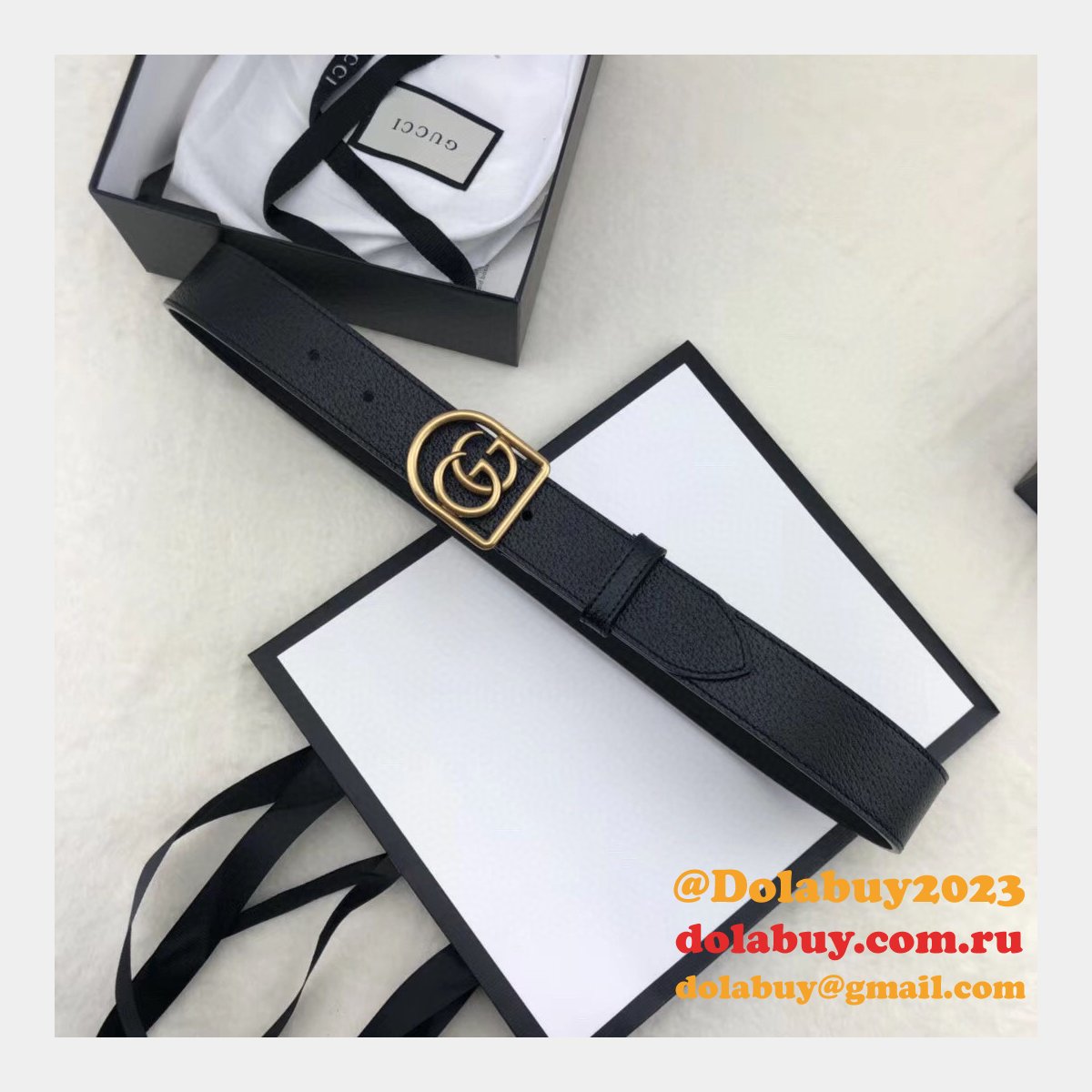 top quality G*u*i double g leather replica belt black