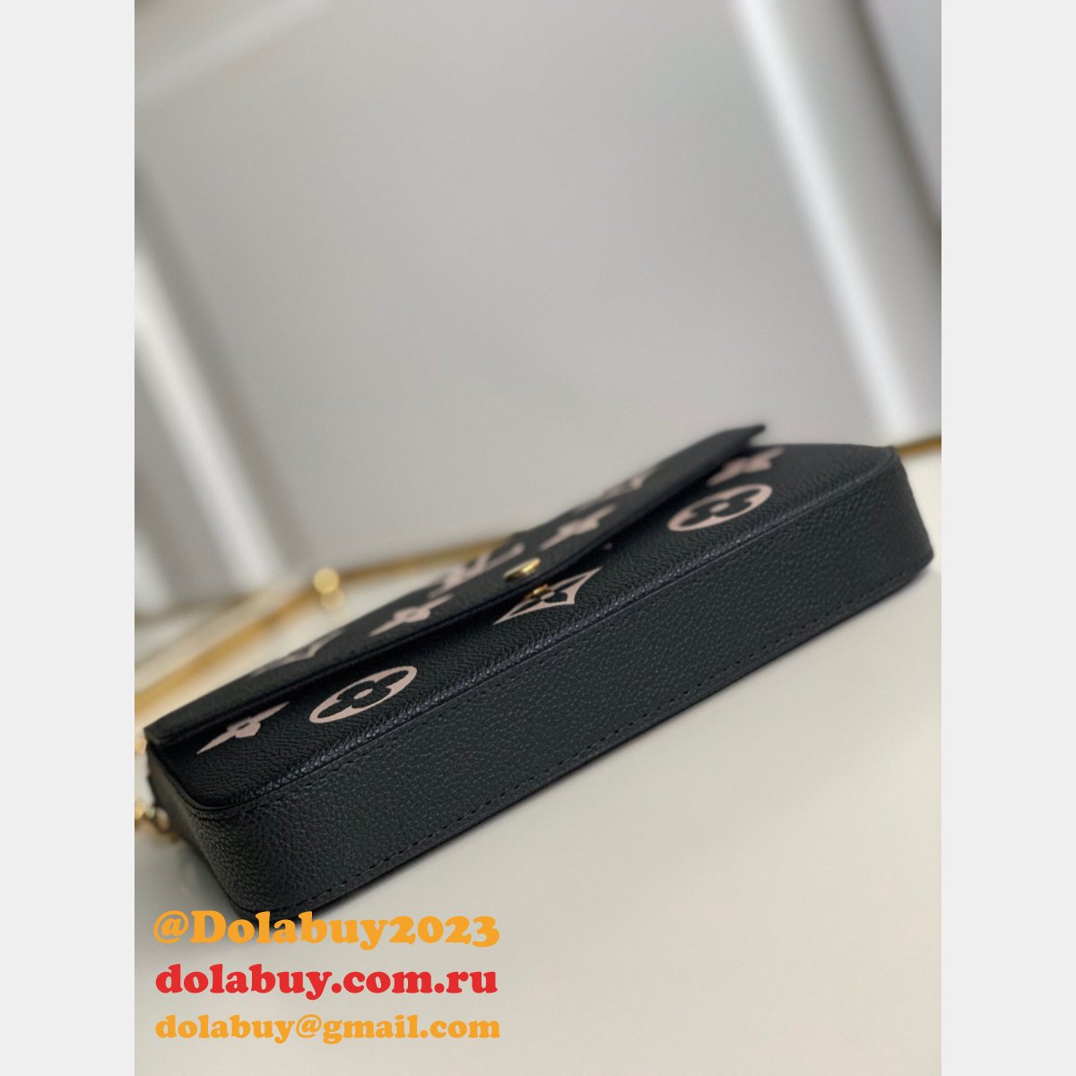 Louis Vuitton Félicie Pochette Monogram Empreinte Leather M69977 Cream Black