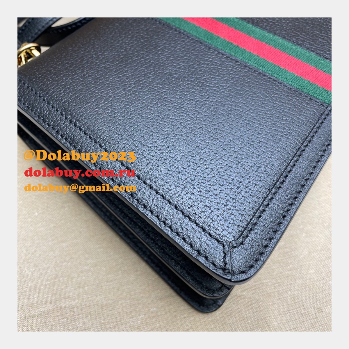 G*u*i black/cream ophidia small top handle replica bag