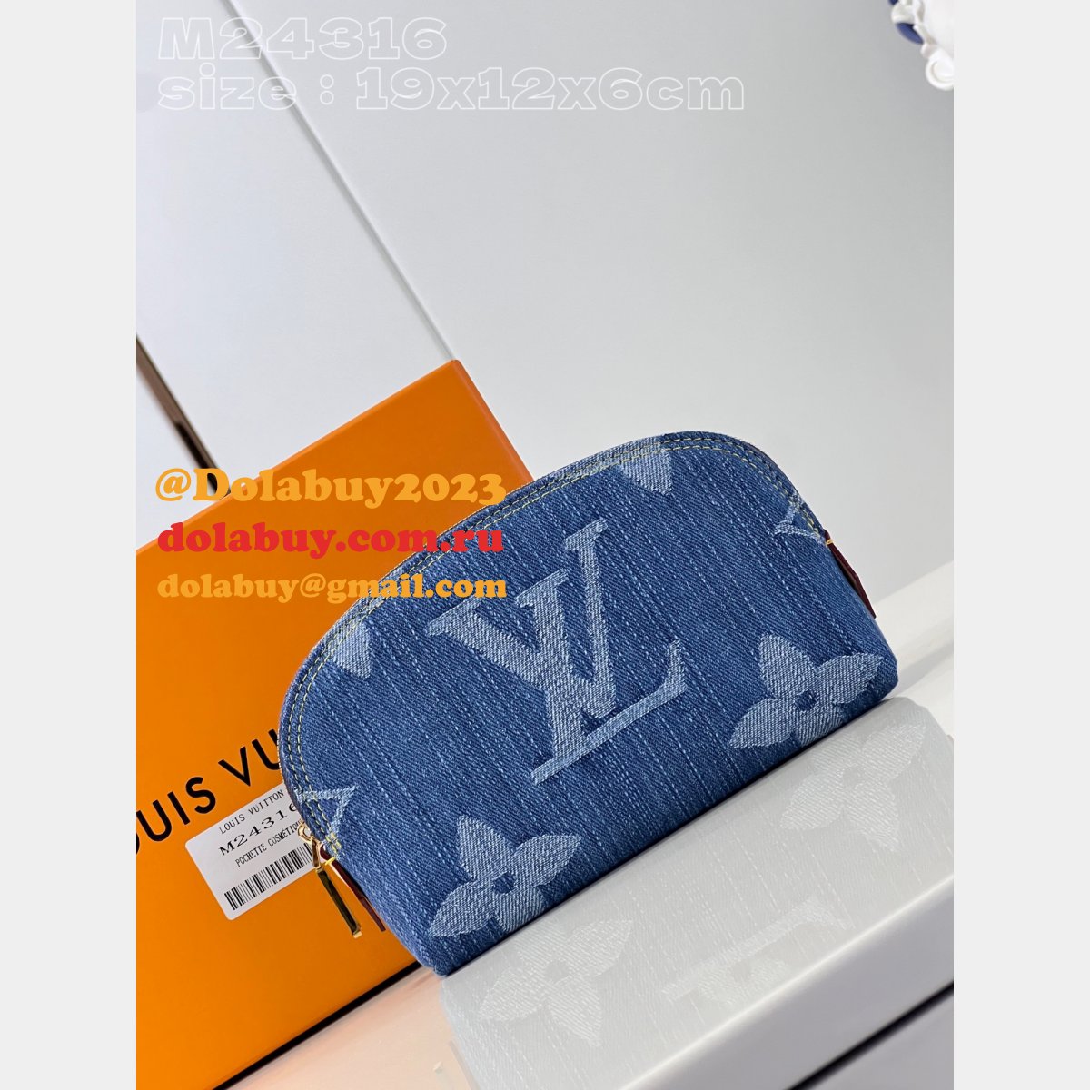 Top Quality Pochette Cosmétique M24316 Blue Louis Vuitton Designer Bag