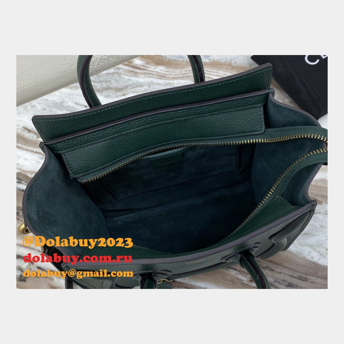 Celine Army Green Luggage Nano shopper 168243 Handbag