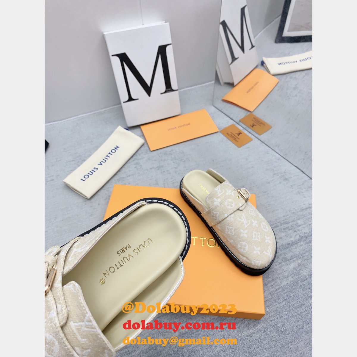 Outlet Replica Louis Vuitton Baotou Drag   men Shoes Dolabuy