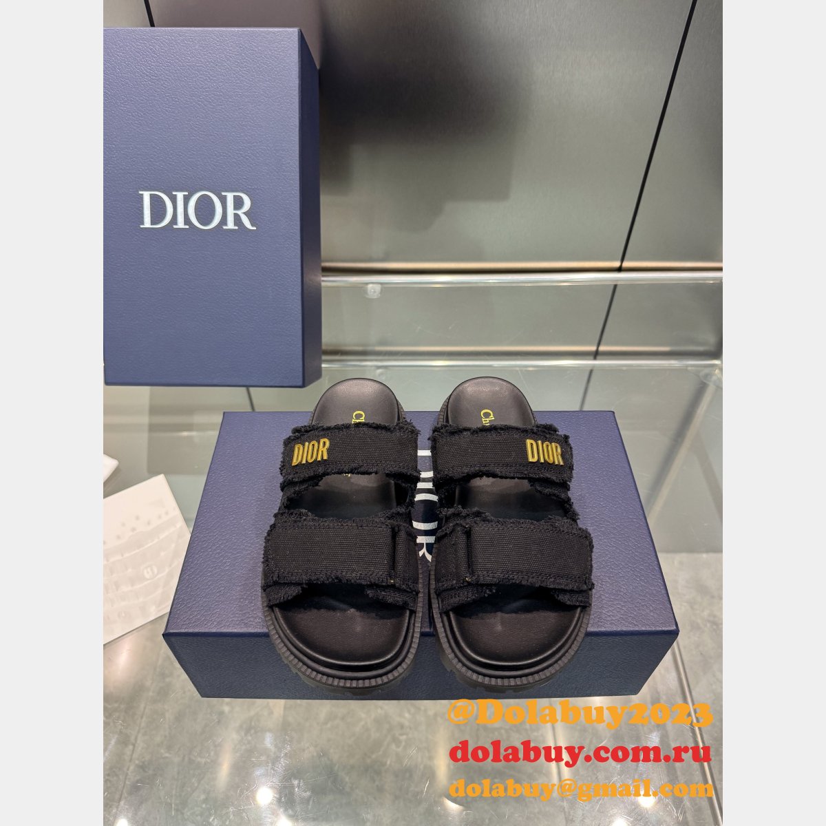 High Quality dior Fringed Cotton Canvas Dioract Slide