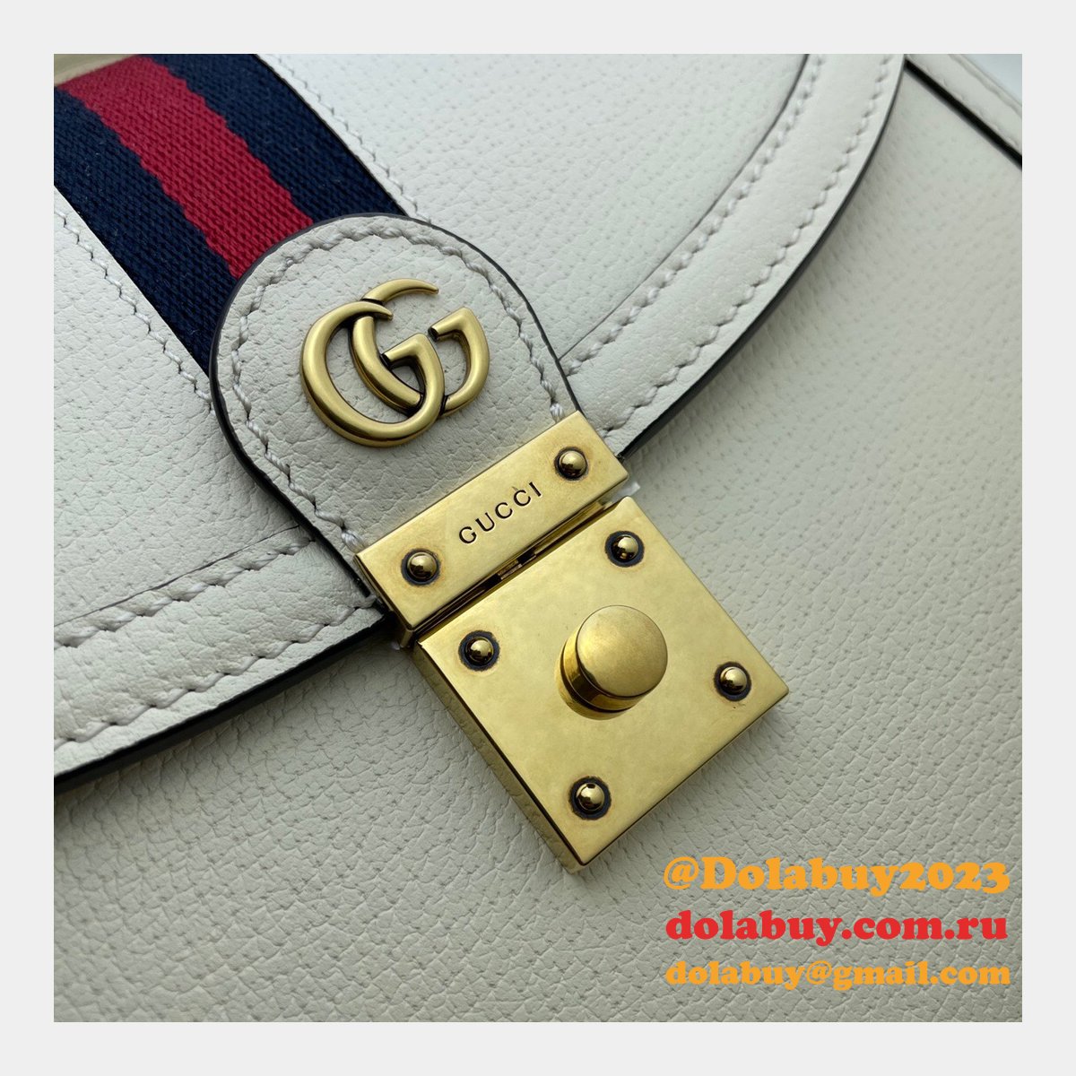 G*u*i black/cream ophidia small top handle replica bag