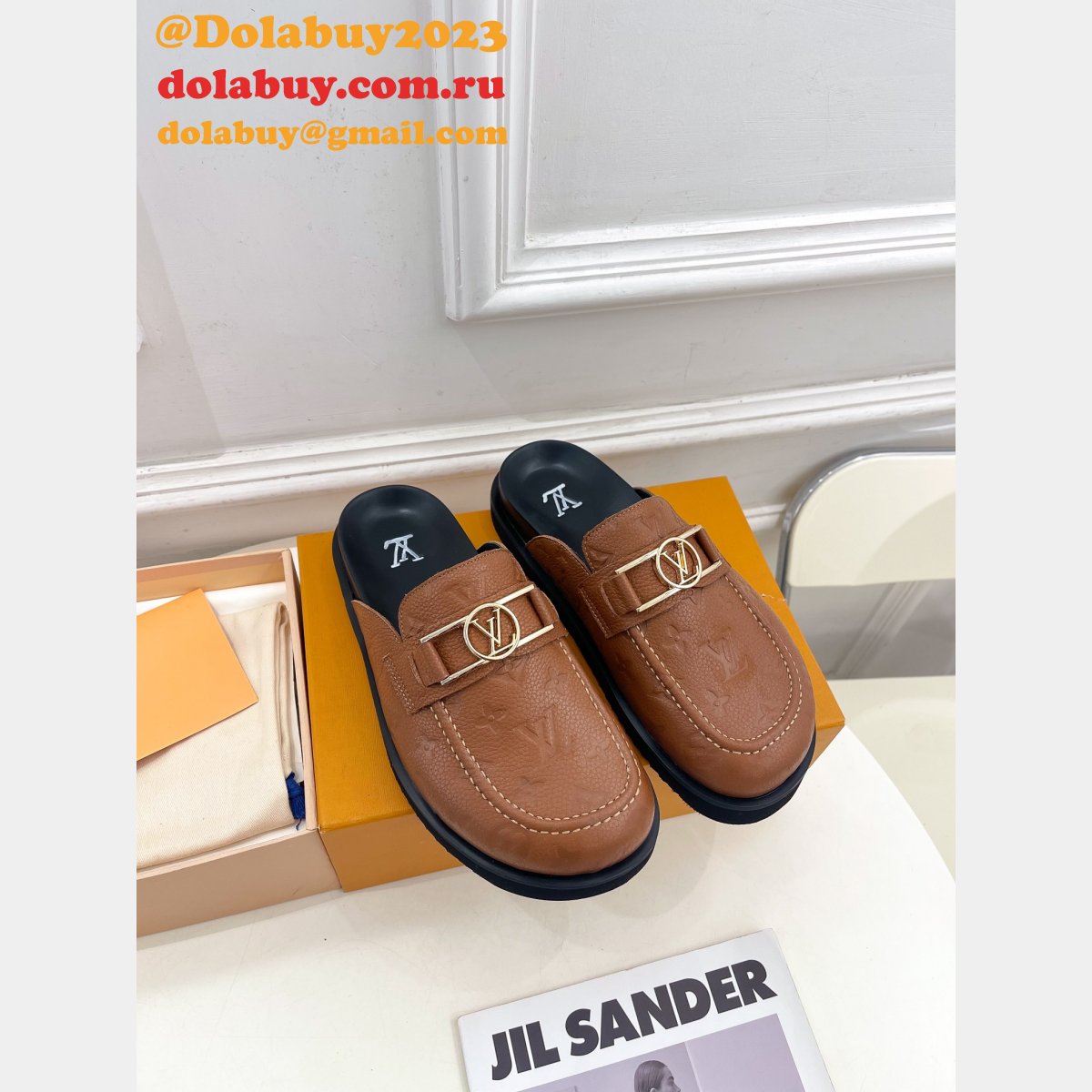 Upper Case Flat Open Back 1A884I Loafer Replica Louis Vuitton Shoes