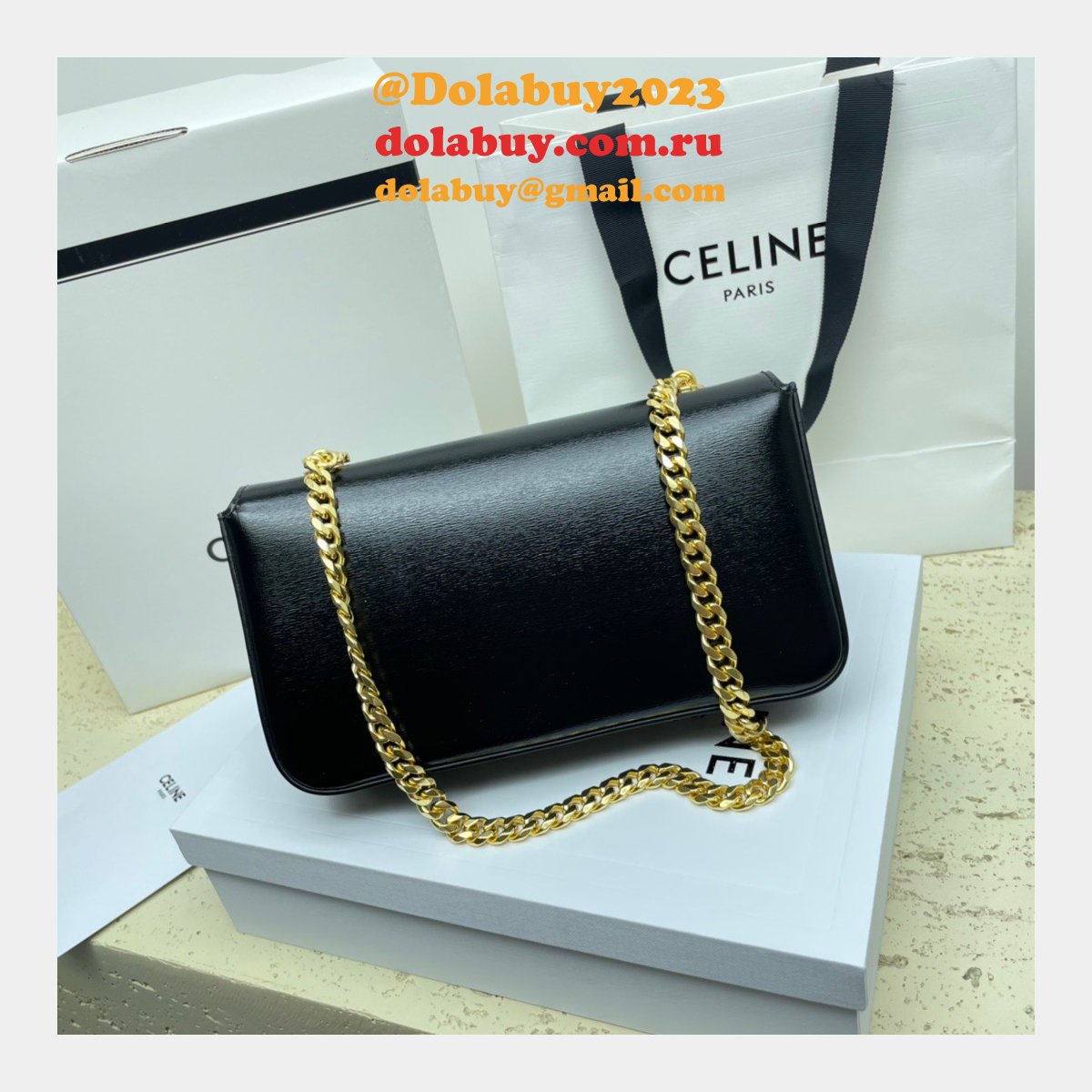 REPLICA CELINE RIOMPHE 20.5CM chain bag