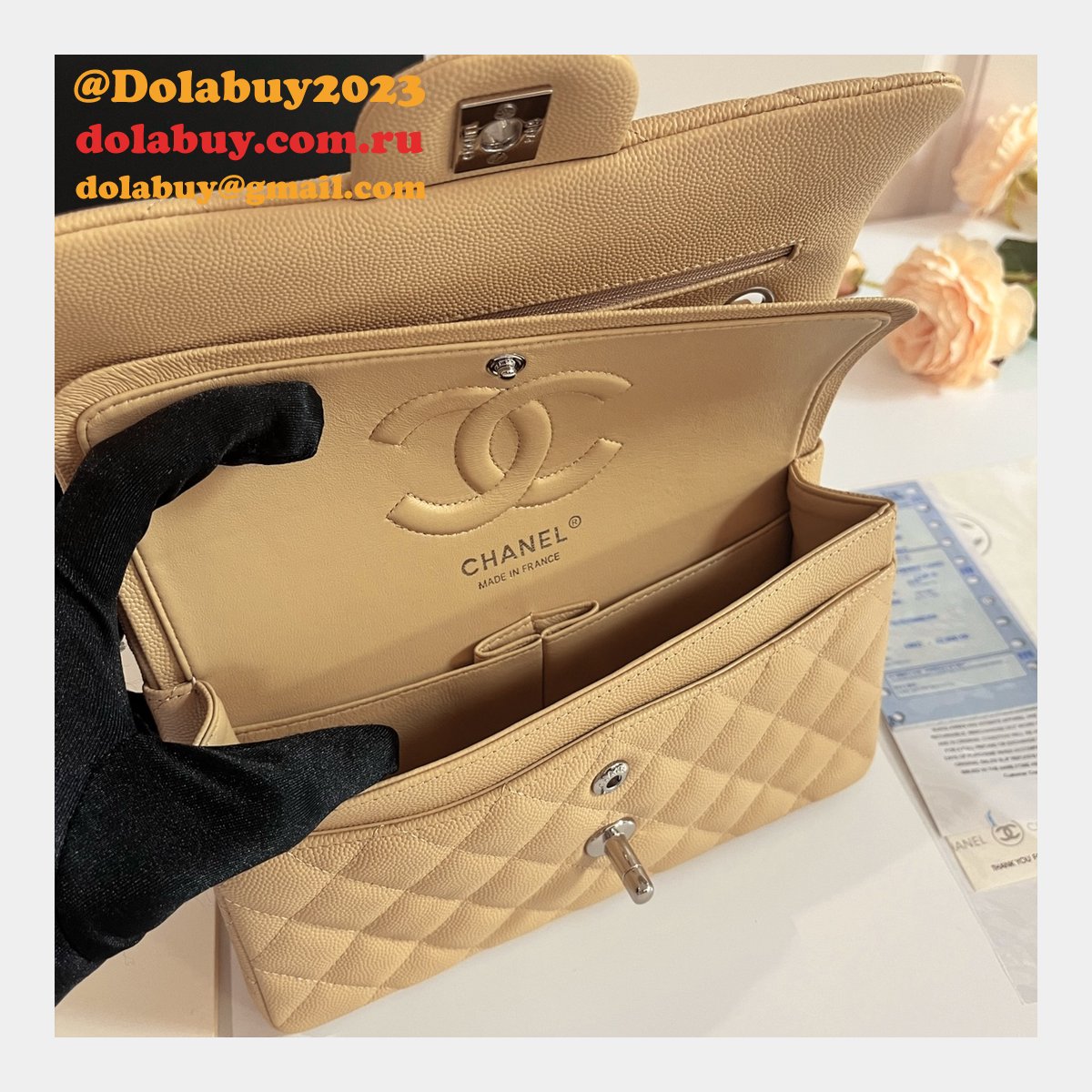 7 Star CC Small Flap Caviar Leather CF 23cm Bag