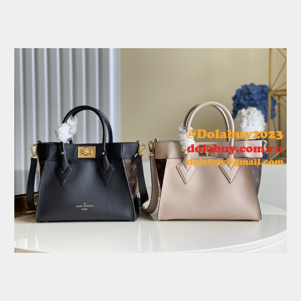 High Quality Louis Vuitton M57729/M57728 On My Side PM Greige/Black
