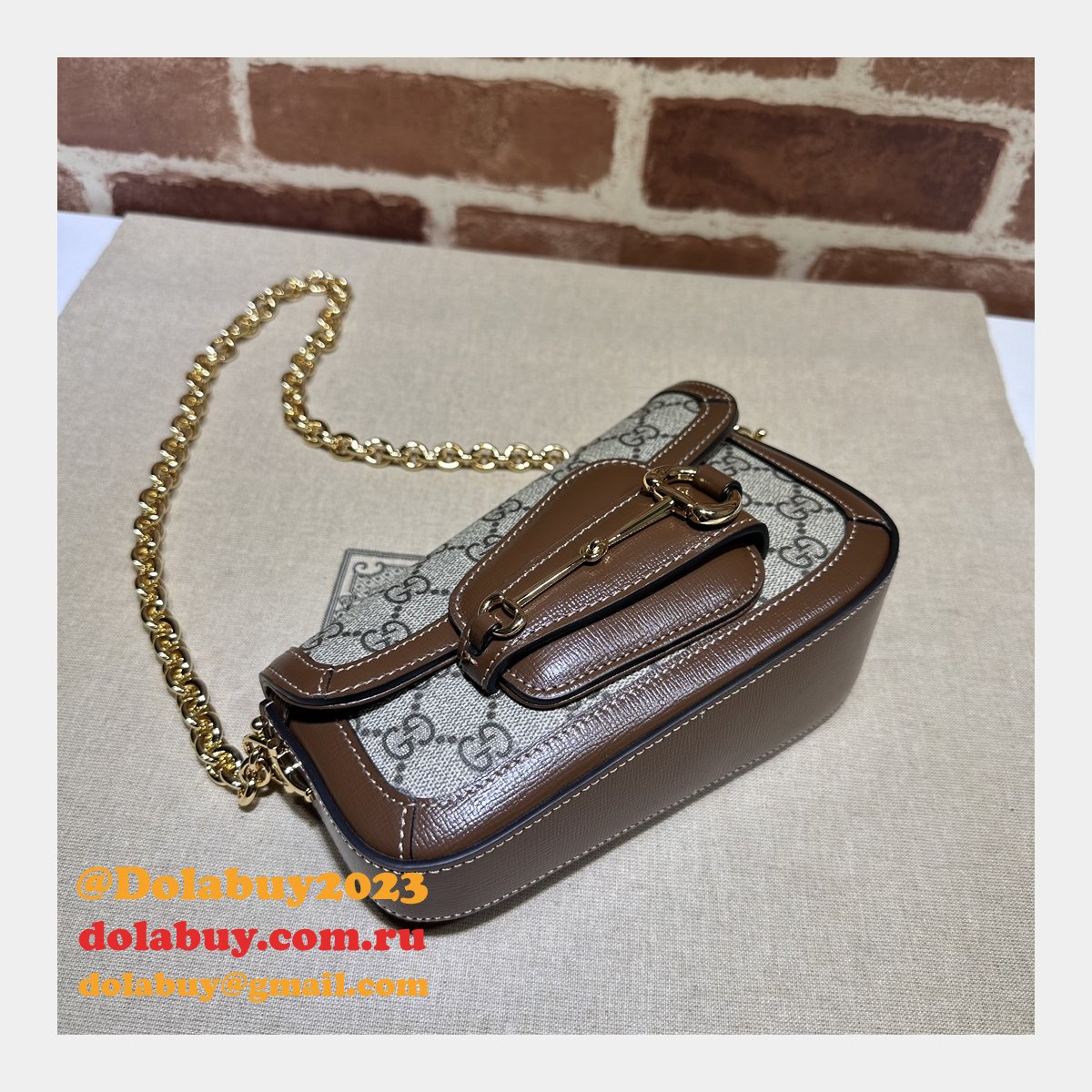 horsebit shoulder G*u*i perfect 1955 774209 fashion brown bag