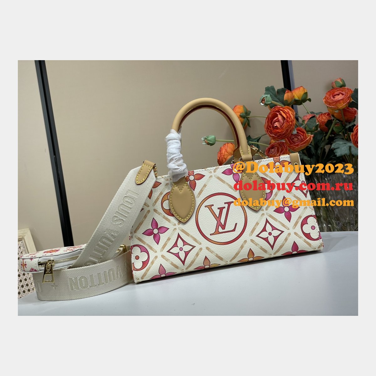 Louis Vuitton Inspired News OnTheGo East West M25318 UK Coral Bag