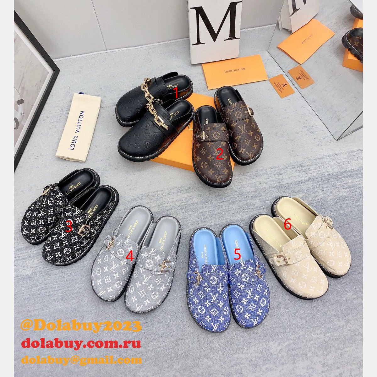 Outlet Replica Louis Vuitton Baotou Drag men Shoes Dolabuy