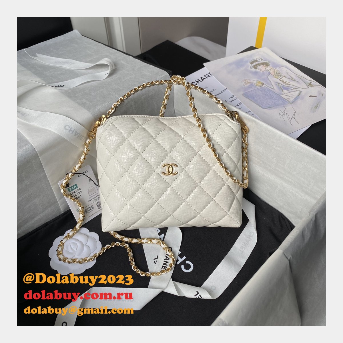 Duplicate Shop Knockoff AP4066 Black/White Shoulder Bags