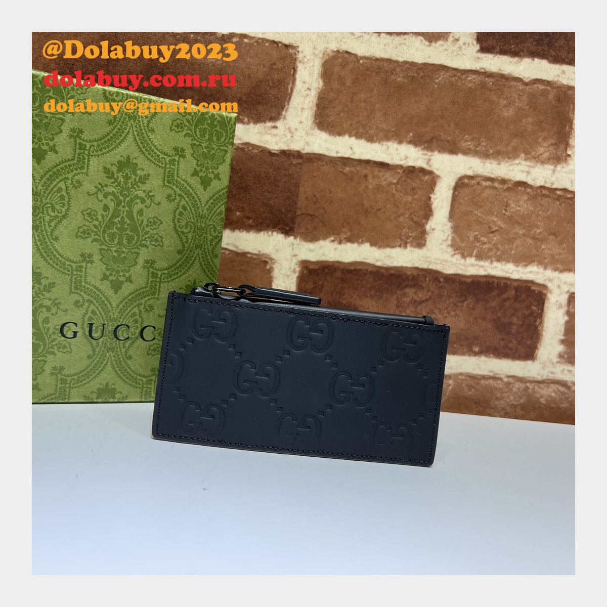 gg replcia G*u*i 771314/771315/780403 rubber-effect zip card case wallet