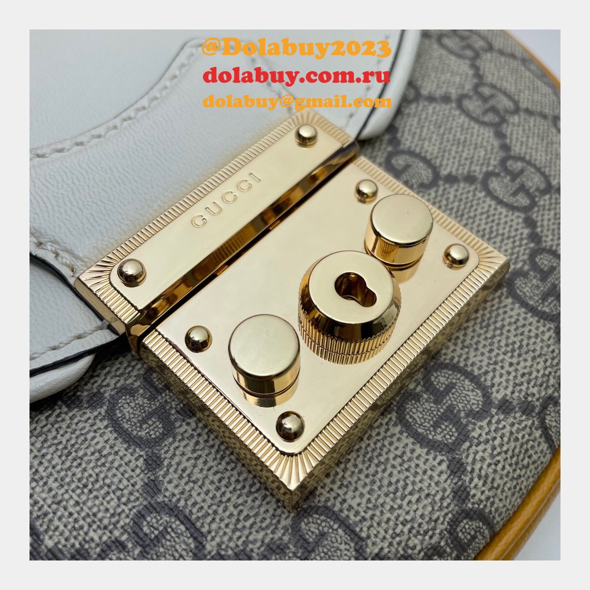 replica designer G*u*i 644524 white padlock small shoulder bag