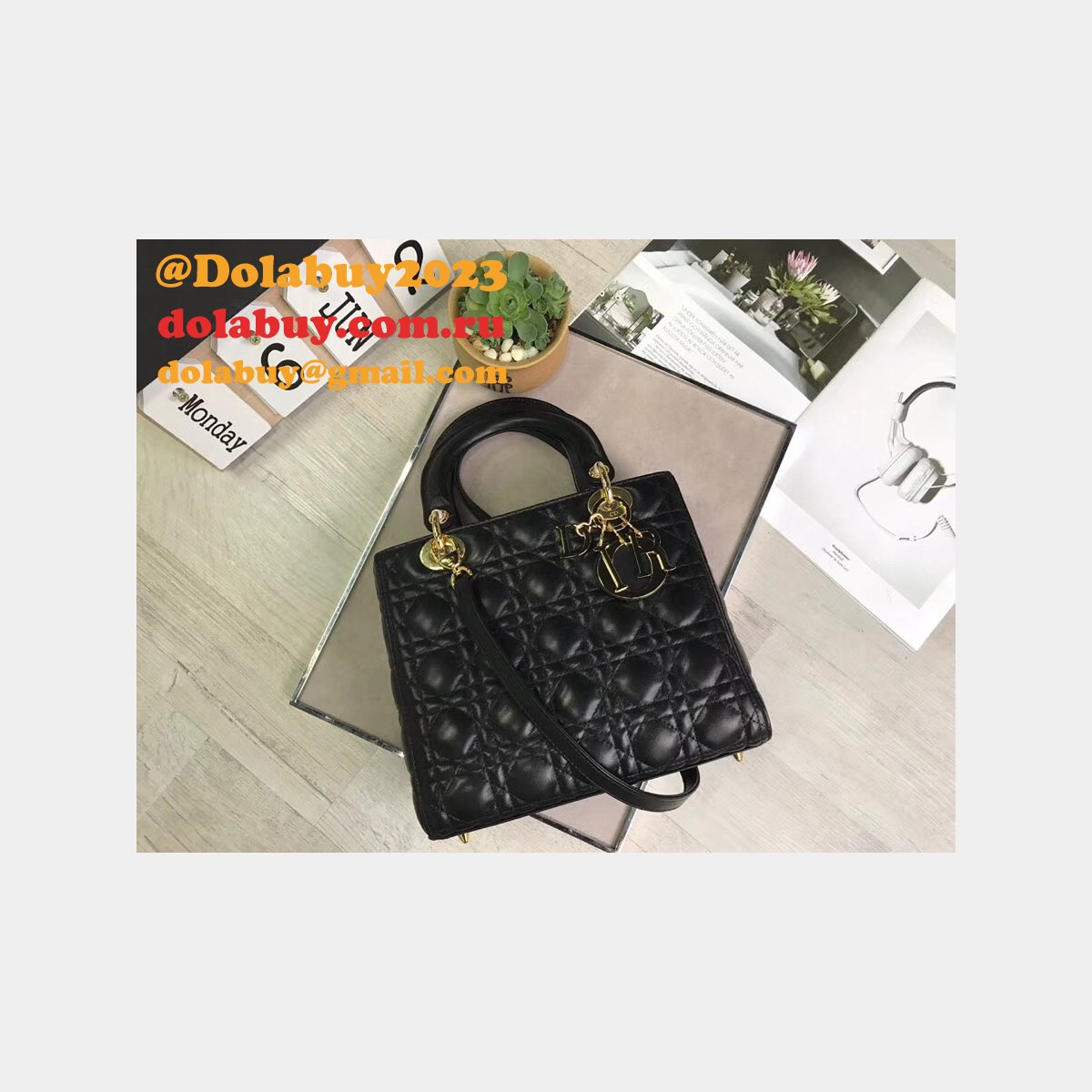 Fashion Christian Dior Lady Dior Top Quality 24CM Fake Bag