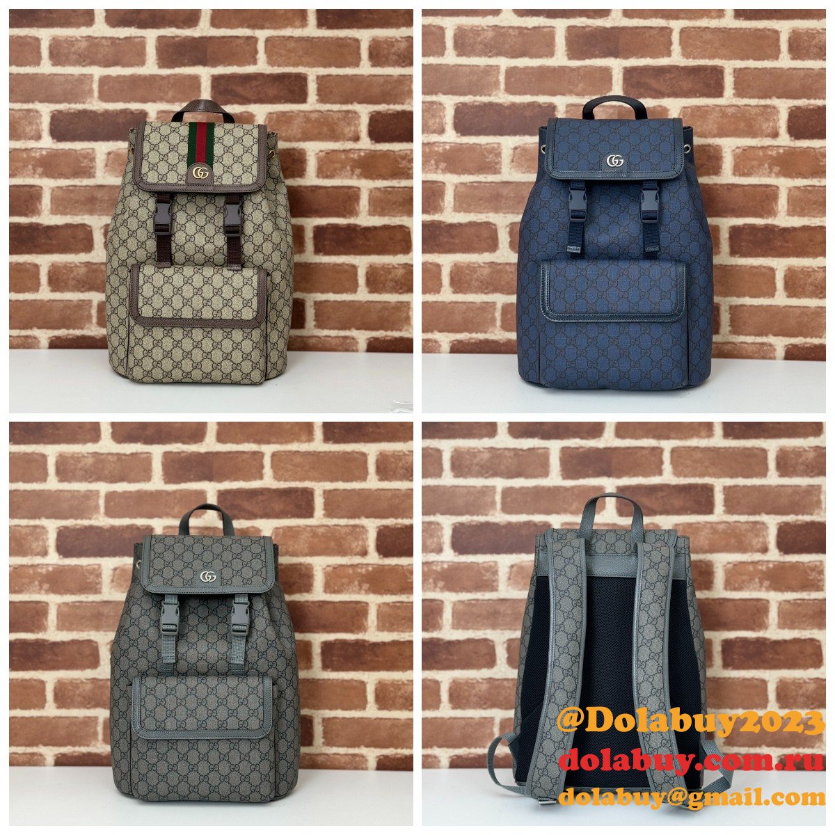 Men Gucci 792114 Ophidia Small GG Backpack Ebony Supreme Copy Bag