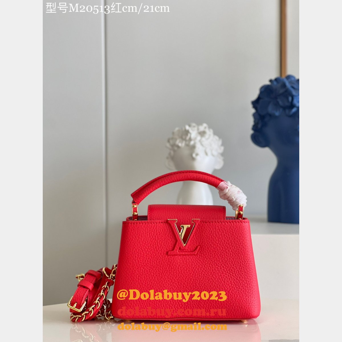 Go Designer Louis Vuitton Replica Capucines M20513 Red Bag