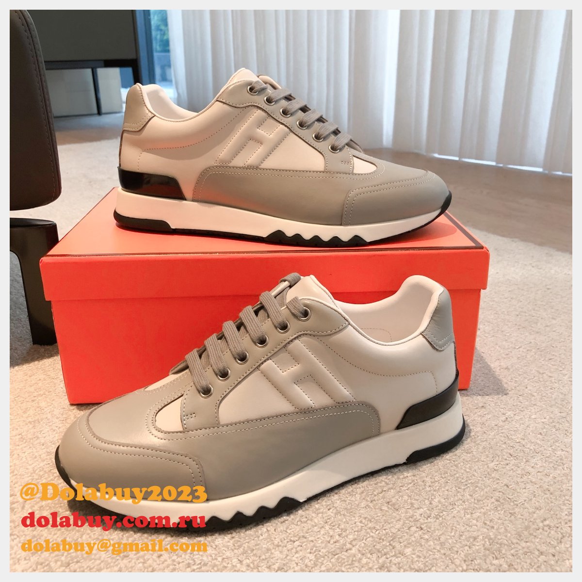 Wholesale Sneakers Leer Wit Hermes Knockoff Shoes