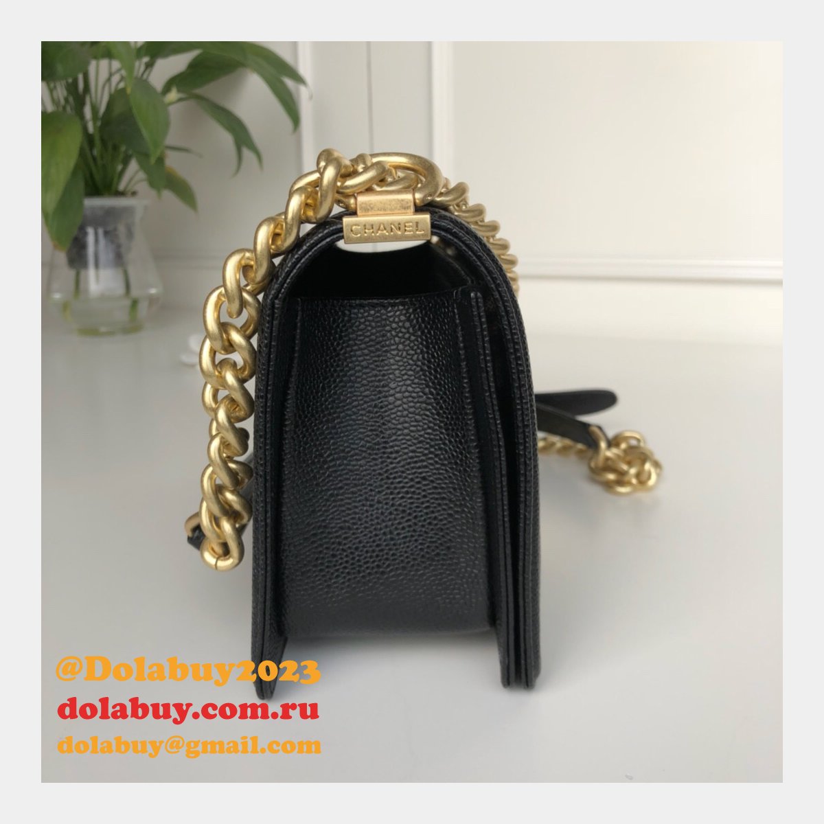 AAA+ CC Le Boy  Luxury Replica Black Bags Caviar 25cm