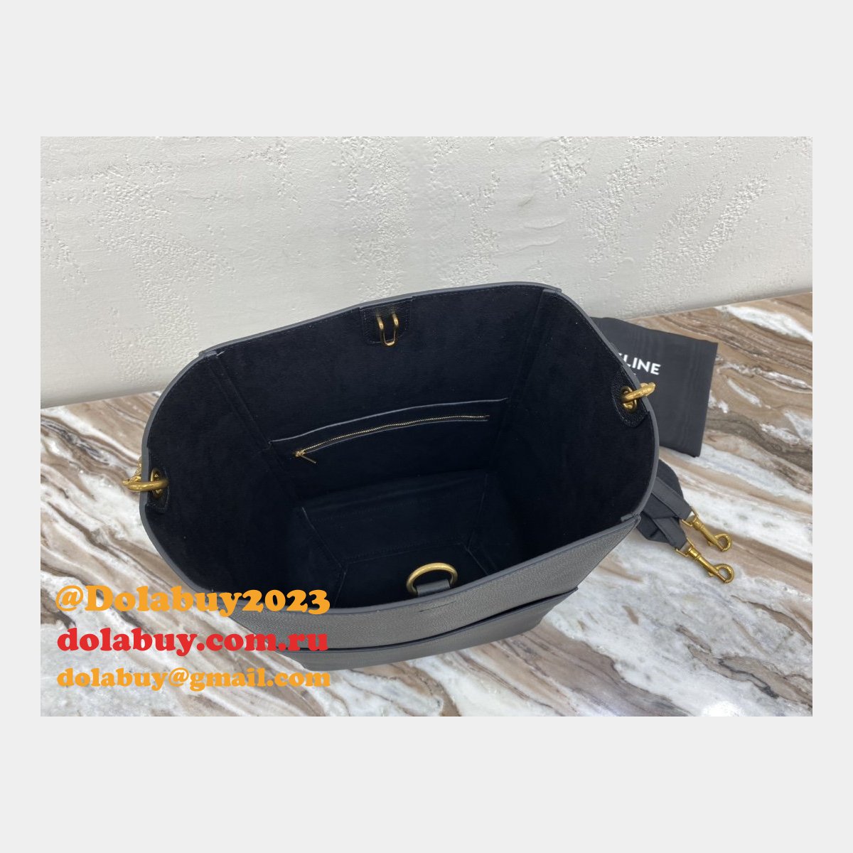 Celine Sangle Small Bucket bag black soft grained calfskin