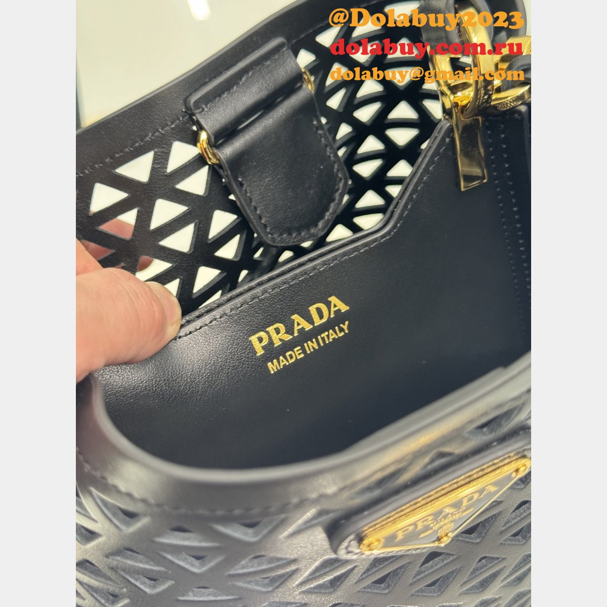 Luxury Prada Saffiano hollow basket women bag