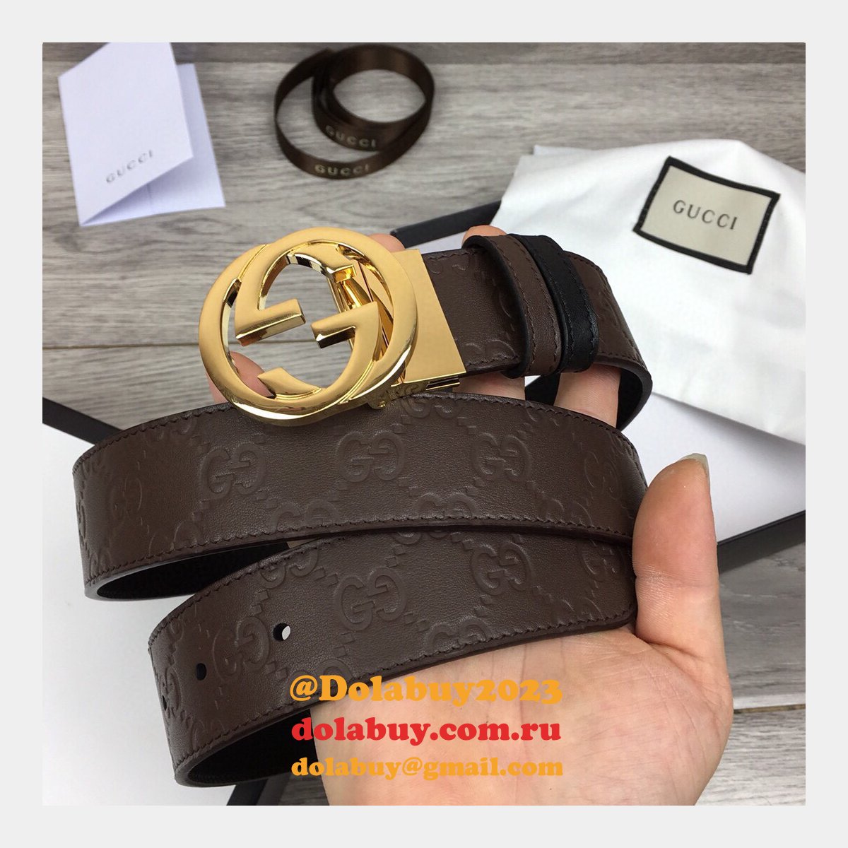 fake G*u*i 37mm double g leather replica belt