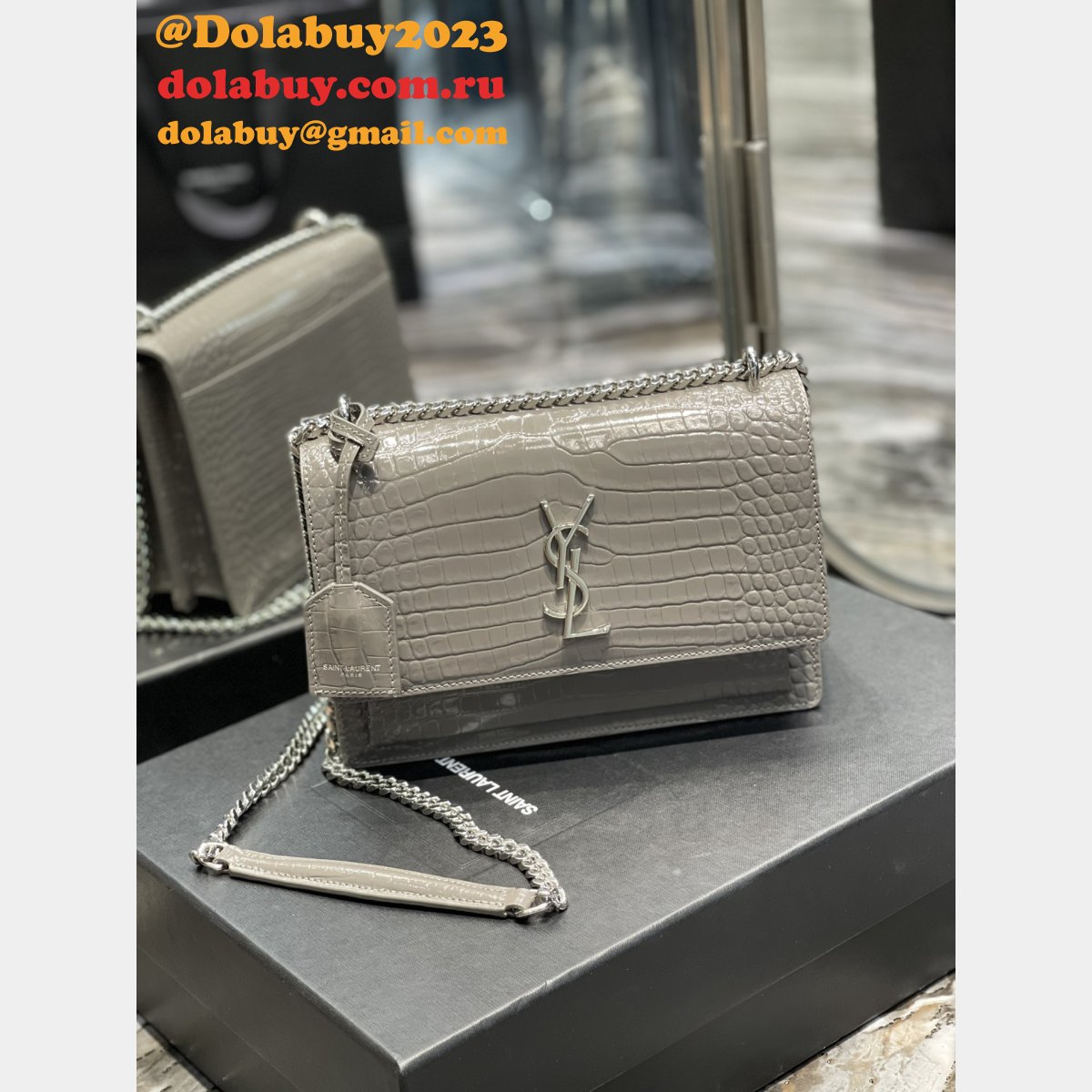 Designer YSL SUNSET BAG 22CM 422906 CROCO