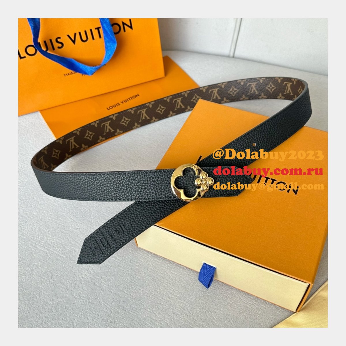 Designer LOUIS VUITTON Women Flowergram Belt 30MM