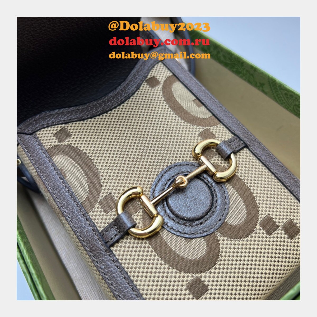 copy G*u*i top quality 625615 horsebit 1955 jumbo bag in gg supreme canvas