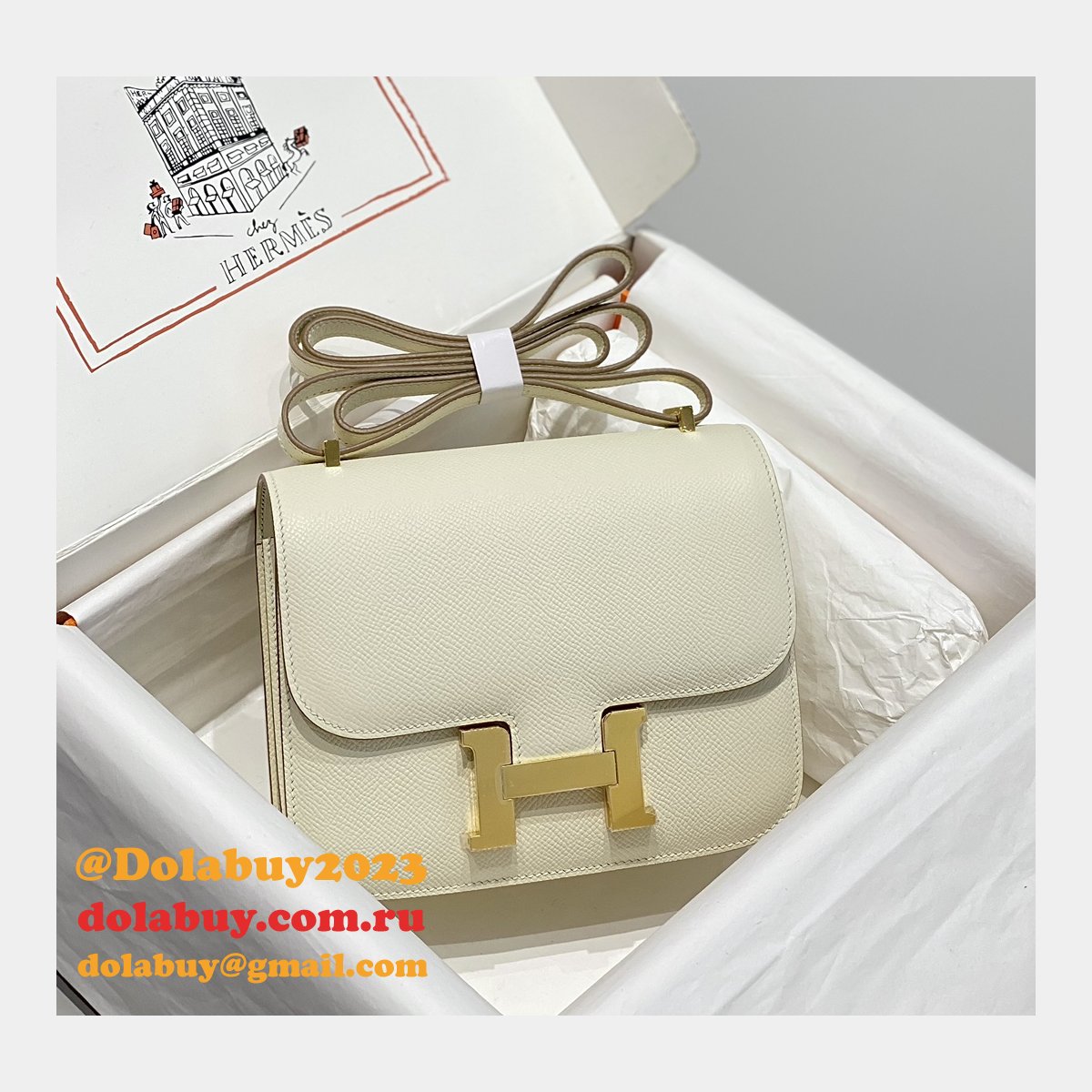Hermes Constance Bag 18cm Epsom Leather Cream