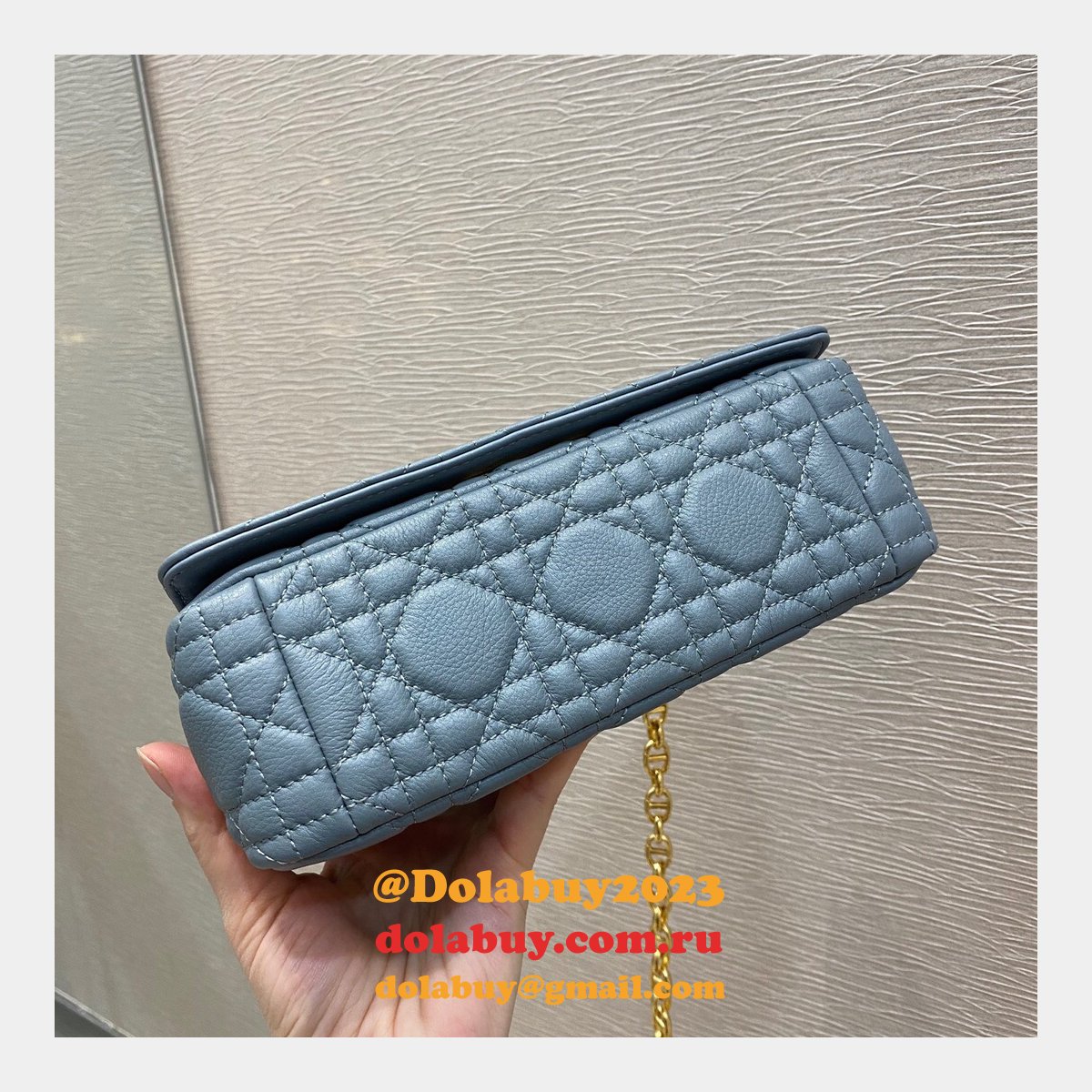 High Quality Dior Caro 20cm replica blue bags
