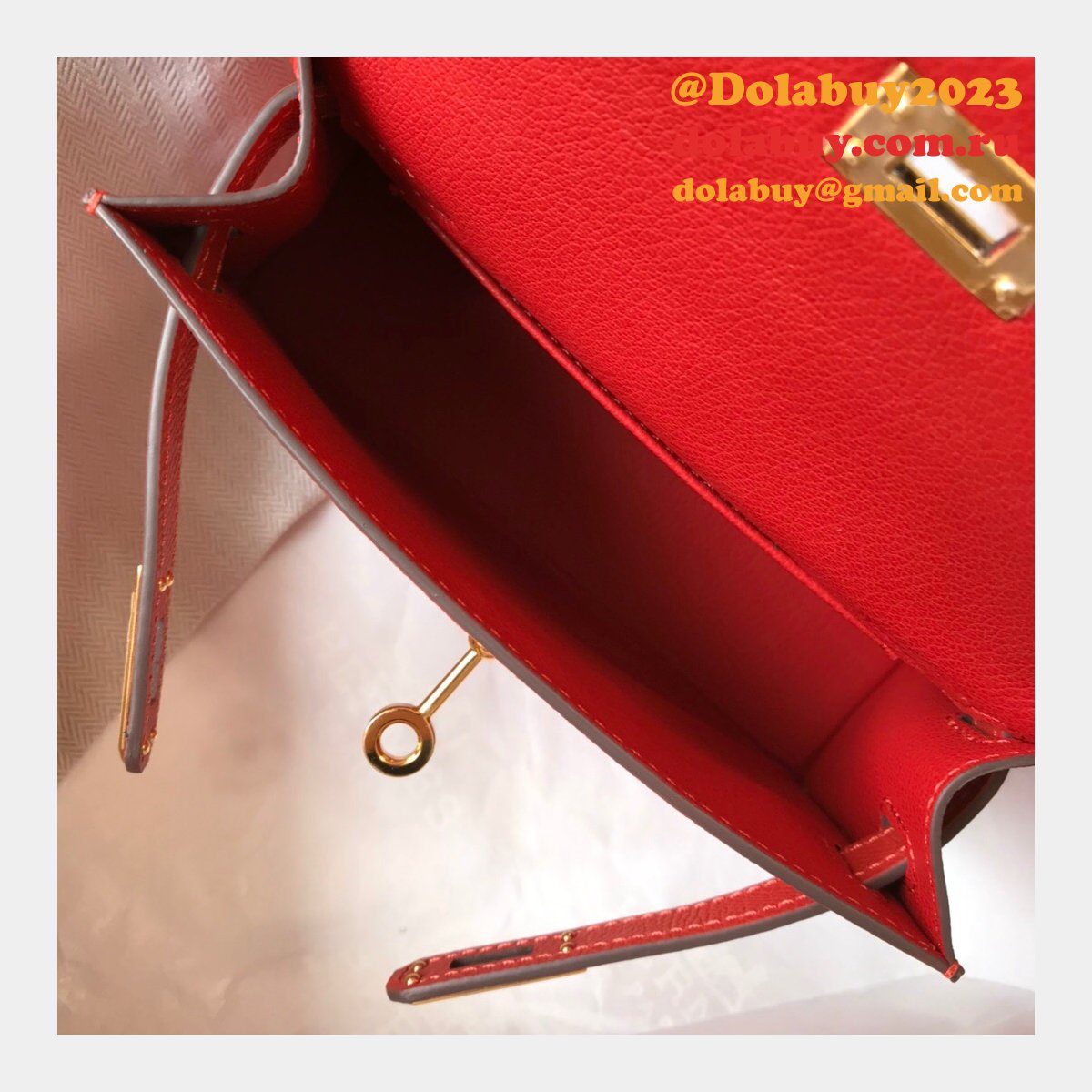 Replica Hermes Red Mini Kelly Handbag Epsom leather