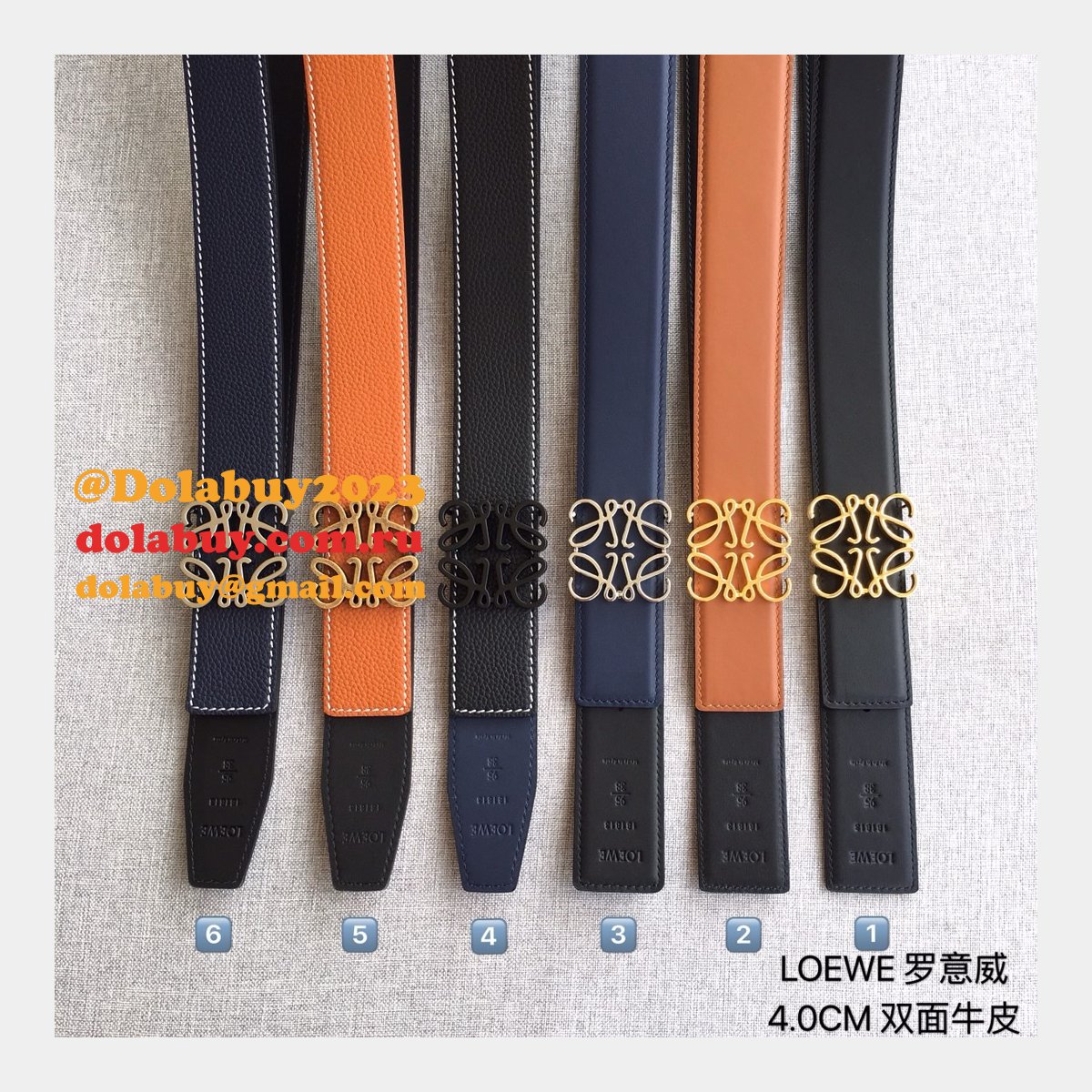 Loewe Designer Replica Top 4.0CM Width Double-Sided Cowhide Belt
