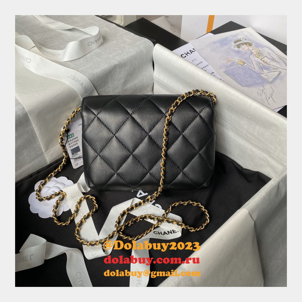 Top Quality CC Shiny Lambskin Crossbody Bag AS4986