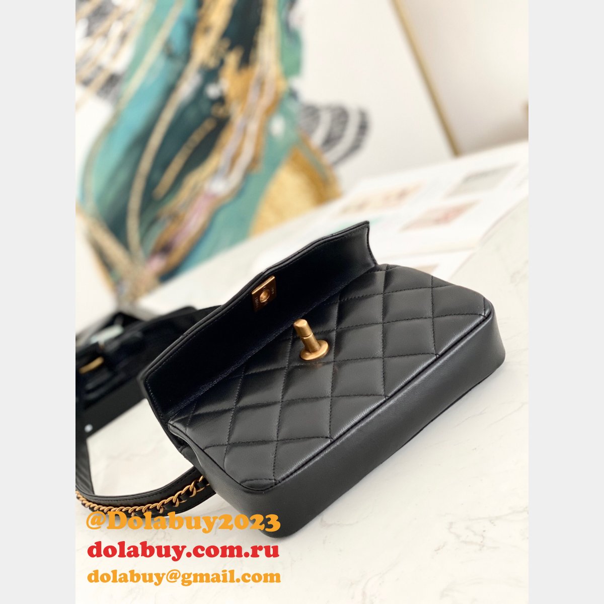 Fashion 1:1 Belt Replica Bag 99009 Lambskin & Gold Metal